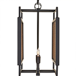 Люстра прямоугольной формы с чёрным каркасом и вставкой из плетеного материала Cage for Light варинант исполнения - 3 | Loft Concept в Саратове