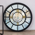 Зеркало настенное в чёрной металлической раме в виде часов Mirror Tower Clock варинант исполнения - 3 | Loft Concept в Саратове