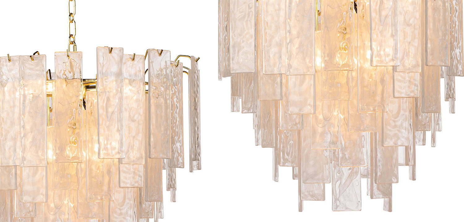 Люстра Textured Glass Chandelier Rectangular Pendants Люстра Textured Glass Chandelier Rectangular Pendants - Loft-Concept в Саратове
