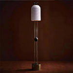 Торшер с белым фактурным абажуром и декором из черных сфер Echoes of Light варинант исполнения - 1 | Loft Concept в Саратове