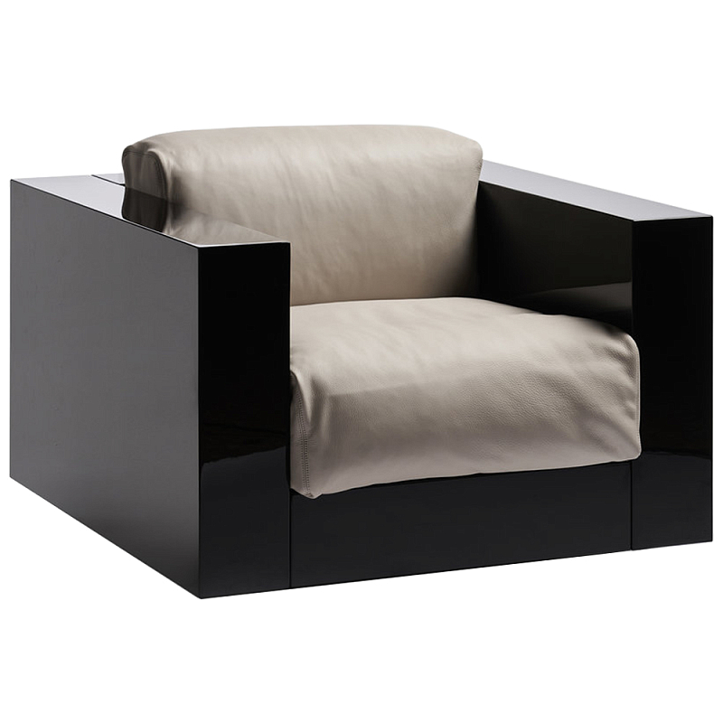 Дизайнерское кожаное кресло Poltronova Saratoga Armchair Белый Карамель Черный Дизайнерское кожаное кресло Poltronova Saratoga Armchair Белый Карамель Черный в Саратове | Loft Concept