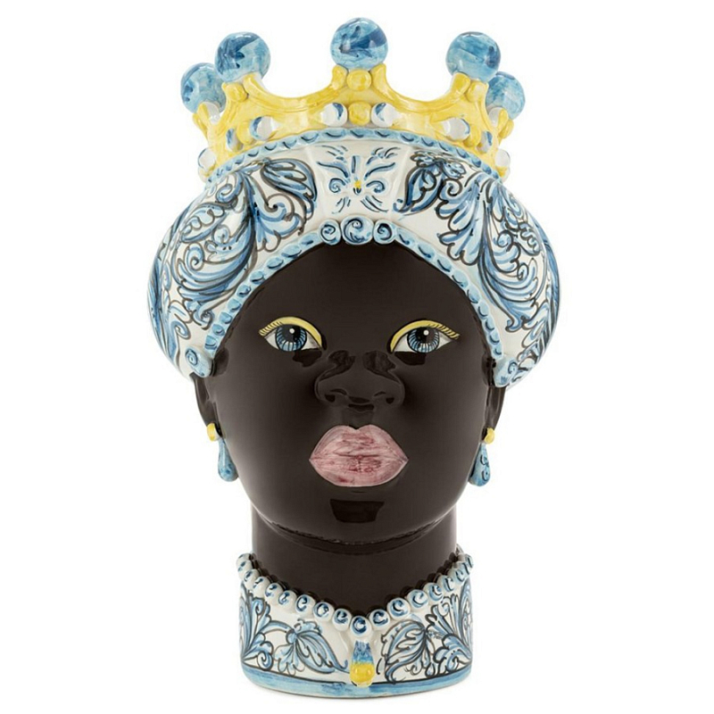 Ваза Vase Moro Lady Ornate Light Blue Черный Голубой Ваза Vase Moro Lady Ornate Light Blue Черный Голубой в Саратове | Loft Concept