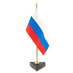 Флагшток настольный с флагом России из камня обсидиан Stone Flagpole варинант исполнения - 2 | Loft Concept в Саратове