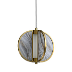 Подвесной светильник с круглым плафоном из искусственного алебастра в бронзовой оправе Marbella варинант исполнения - 1 | Loft Concept в Саратове