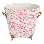 Кашпо из белого фарфора с розовым цветочным орнаментом Eden Garden варинант исполнения - 1 | Loft Concept в Саратове