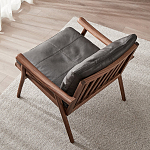 Кресло c каркасом из массива дерева и мягкой кожаной обивкой Walnut Armchair варинант исполнения - 3 | Loft Concept в Саратове