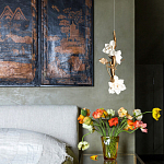 Люстра с белыми цветами на ветвистом каркасе Lure by PELLE варинант исполнения - 3 | Loft Concept в Саратове