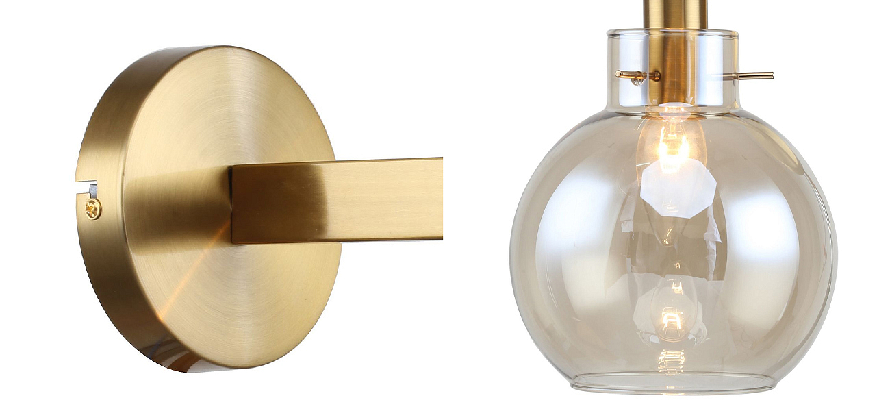 Бра с плафоном коньячного цвета Carmella Globe Brass Бра с плафоном коньячного цвета Carmella Globe Brass - Loft-Concept в Саратове
