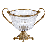 Чаша из прозрачного стекла с ручками и ободком из бронзы Eden Garden варинант исполнения - 1 | Loft Concept в Саратове