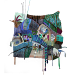 Панно гобелен яркие Пространство-Время TimeSpace Blue варинант исполнения - 2 | Loft Concept в Саратове