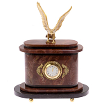 Часы настольные бронзовые из натурального камня Лемезит с декором в виде горного орла Eagle Stone Clock варинант исполнения - 1 | Loft Concept в Саратове