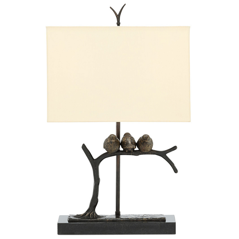 Настольная лампа Птицы на изогнутой ветке Lamp Tit Бронза Черный Бежевый в Саратове | Loft Concept 