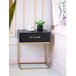 Приставной столик с резным узором на выдвижном ящике Black Table Carved Pattern варинант исполнения - 8 | Loft Concept в Саратове