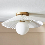 Потолочный светильник с белым плиссированным абажуром Headquarters варинант исполнения - 1 | Loft Concept в Саратове