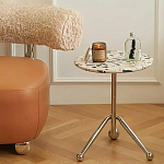 Дизайнерский журнальный стол с круглой столешницей на изогнутых стальных ножках Obafaby варинант исполнения - 1 | Loft Concept в Саратове