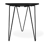 Стол журнальный с круглой столешницей из стекла на 3-х черных ножках Beige Marble варинант исполнения - 4 | Loft Concept в Саратове