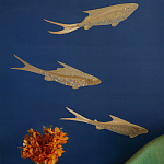 Обои с вышивкой ручной работы Deco Fish Aurum colourway on Caribbean Sea slub silk варинант исполнения - 1 | Loft Concept в Саратове