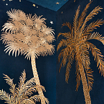 Обои с вышивкой ручной работы Deco Palms Original colourway on velvet варинант исполнения - 3 | Loft Concept в Саратове