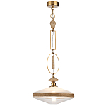 Подвесной светильник с плоским прозрачным плафоном и декоративной вставкой из текстурного камня Tectona  варинант исполнения - 3 | Loft Concept в Саратове