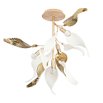 Люстра потолочная с белыми матовыми и золотыми глянцевыми листьями Wintery flovers варинант исполнения - 1 | Loft Concept в Саратове