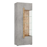 Шкаф-витрина с фасадом цвета серый бетон и стеклянными дверками Grace of Furniture варинант исполнения - 2 | Loft Concept в Саратове