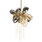 Люстра подвесная со стеклянными плафонами из дымчатого и золотистого с шестью вертикальными подвесками Gilded Mirage  варинант исполнения - 1 | Loft Concept в Саратове