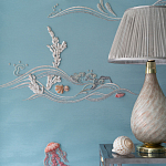 Обои с вышивкой ручной работы Amami Waves Moonbeam colourway on silk moire варинант исполнения - 4 | Loft Concept в Саратове