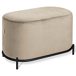 Банкетка овальная бежевый велюр на 4-х металлических ножках черного цвета SANJAY варинант исполнения - 1 | Loft Concept в Саратове