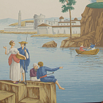 Обои ручная роспись Views of Italy Olive варинант исполнения - 1 | Loft Concept в Саратове