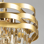 Люстра цвета матового золота с металлическими лентами и длинными прозрачными подвесками Gilded Waves варинант исполнения - 6 | Loft Concept в Саратове