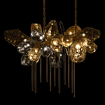 Люстра подвесная с 22-мя гранёными стеклянными плафонами с вертикальными подвесками Gilded Mirage  варинант исполнения - 8 | Loft Concept в Саратове