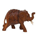 Статуэтка из дерева суар в виде слона в традиционном облачении Little Elephant варинант исполнения - 2 | Loft Concept в Саратове