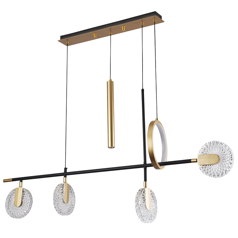 Линейная металлическая геометрическая люстра Geometry Crystal Linear Chandelier Латунь Прозрачный Черный Линейная металлическая геометрическая люстра Geometry Crystal Linear Chandelier Латунь Прозрачный Черный в Саратове | Loft Concept