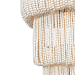 Трехъярусная люстра с подвесками из круглых деревянных бусин белая White Beads Three-tier Chandelier  варинант исполнения - 5 | Loft Concept в Саратове