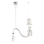 Подвесной светильник с белым текстильным абажуром и изогнутым хрустальным основанием с подвесками Lustre Reverie варинант исполнения - 2 | Loft Concept в Саратове