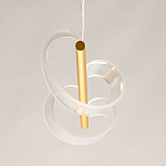 Люстра линейная золотистого цвета с двумя прозрачными волнистыми элементами Wave Line варинант исполнения - 8 | Loft Concept в Саратове