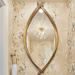 Зеркало овальное в деревянной золотистой раме Oval Gold Lines варинант исполнения - 3 | Loft Concept в Саратове