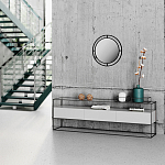 Настенное зеркало круглой формы в черной металлической раме BUBBLE MIRROR BLACK варинант исполнения - 2 | Loft Concept в Саратове