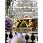 Конфетница прозрачная стеклянная на бронзовых ножках в виде морских коньков с крышкой в виде ракушки Eden Garden варинант исполнения - 5 | Loft Concept в Саратове