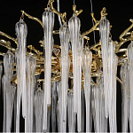 Люстра золотого цвета с декоративными ветками и длинными прозрачными стеклянными подвесами в форме сосулек Droplet Chandelier варинант исполнения - 10 | Loft Concept в Саратове