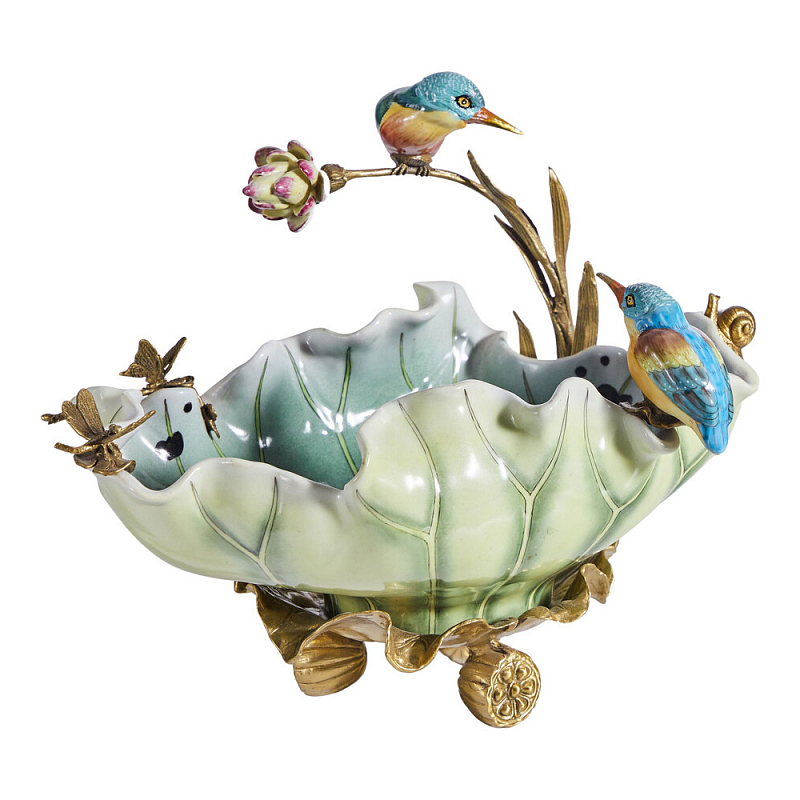 Чаша в виде листка лотоса с птицами Eden Garden Мульти Бронза в Саратове | Loft Concept 