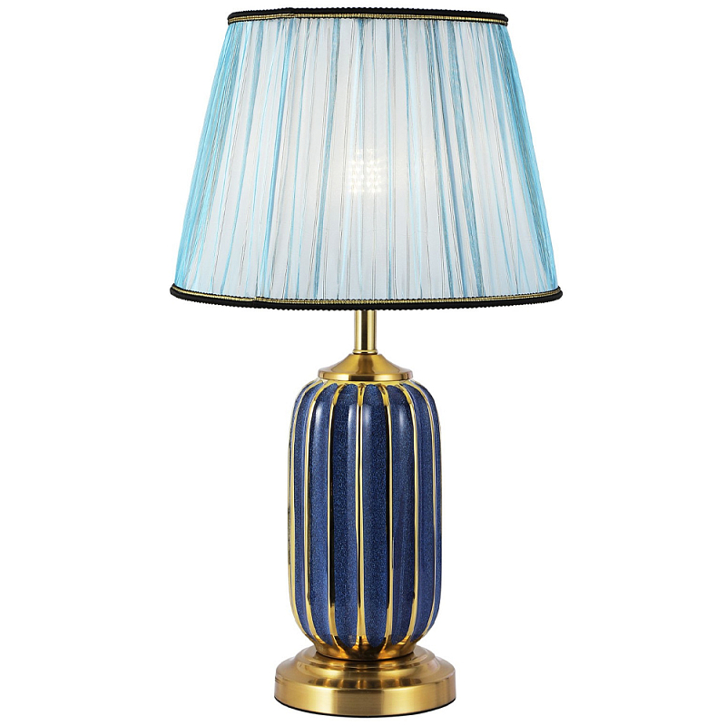 Настольная лампа с абажуром Terenzio Blue Table Lamp Синий Золотой Голубой Настольная лампа с абажуром Terenzio Blue Table Lamp Синий Золотой Голубой в Саратове | Loft Concept