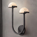 Бра с 2-мя мраморными плафонами на черном корпусе Light Warm Light варинант исполнения - 3 | Loft Concept в Саратове