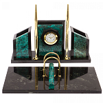 Настольный письменный набор из змеевика с часами Successful Leader варинант исполнения - 1 | Loft Concept в Саратове
