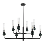 Люстра с 8-ю плафонами в форме стеклянных трубок и мраморных декоративных элементов Montreal варинант исполнения - 3 | Loft Concept в Саратове