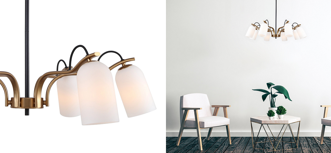 Люстра с белыми плафонами May-lily Люстра с белыми плафонами May-lily - Loft-Concept в Саратове