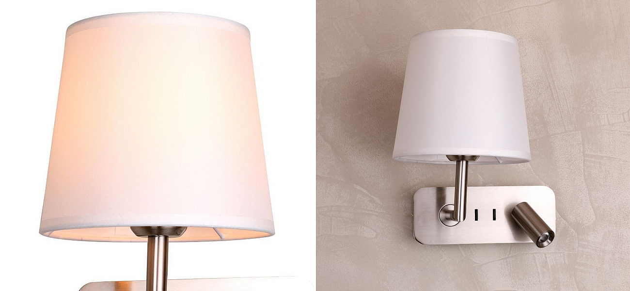 Бра с абажуром Trumpet Lamp Nickel 2 лампы Бра с абажуром Trumpet Lamp Nickel 2 лампы - Loft-Concept в Саратове