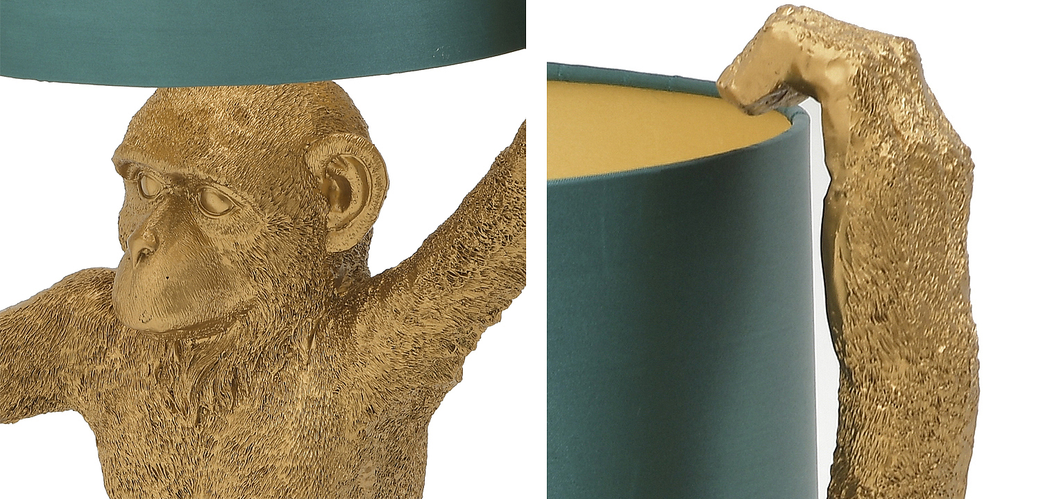 Настольная лампа Gold Monkey Holding Lampshade Настольная лампа Gold Monkey Holding Lampshade - Loft-Concept в Саратове