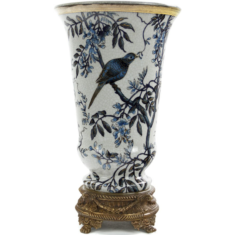 Ваза Blue and Bronze Vase Белый Бронза Синий Ваза Blue and Bronze Vase Белый Бронза Синий в Саратове | Loft Concept