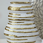 Ваза белая с рельефной поверхностью и золотыми полосами Vase Beehive варинант исполнения - 6 | Loft Concept в Саратове